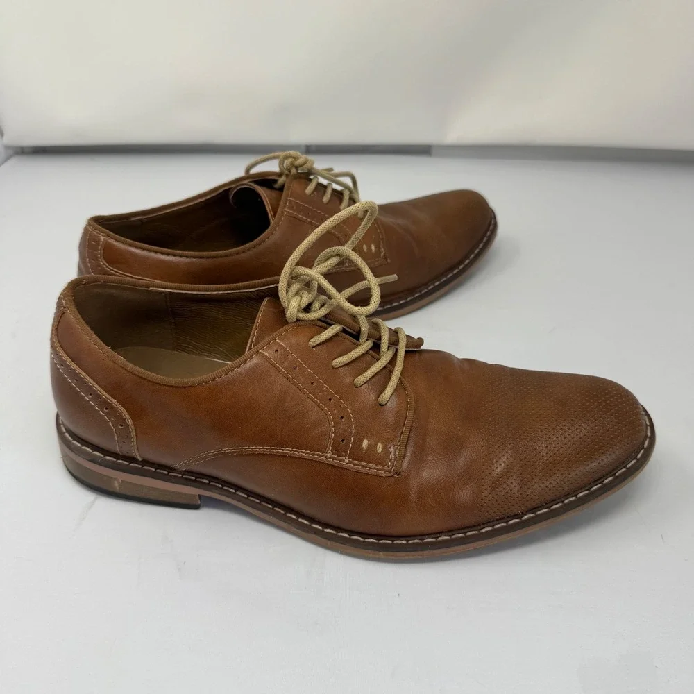Madden Oxford Dress Shoes 10.5 Brown Cognac Perforated Toe Business Casual Mens